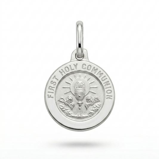 18ct White Gold Holy Communion Medal