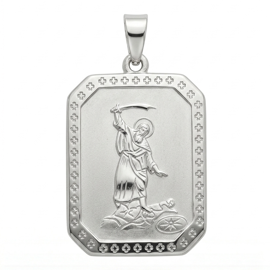 18ct White Gold St Elias Medal