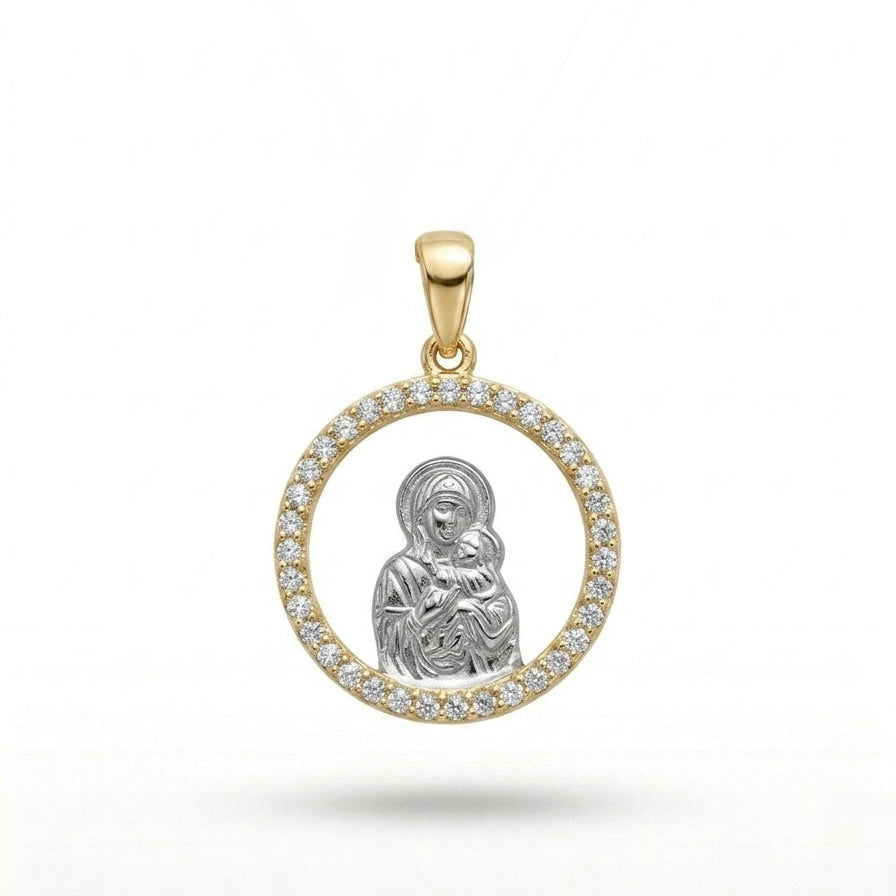 9ct 2-Tone Mary and Jesus Medal