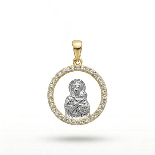 9ct 2-Tone Mary and Jesus Medal