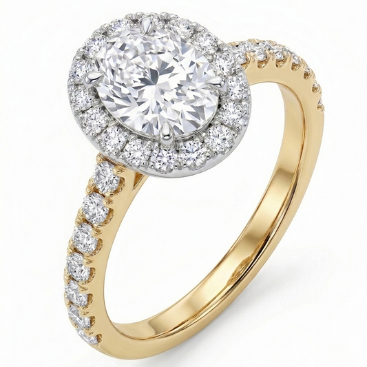 18ct Two-Tone Gold Oval Diamond Engagement Ring