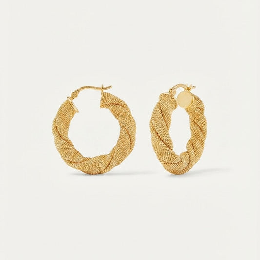 18ct Yellow Gold Twisted Hoop Earrings
