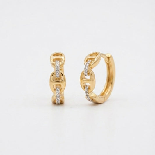 9ct Yellow Gold Link Diamond Huggies
