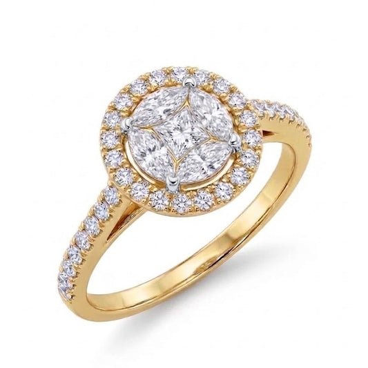 18ct Gold Two-Tone Illusion set Natural Diamond Engagement Ring