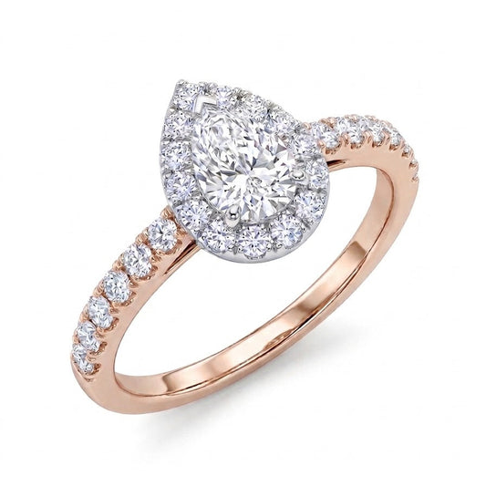 18ct Gold Two-Tone Pear Natural Diamond Engagement Ring