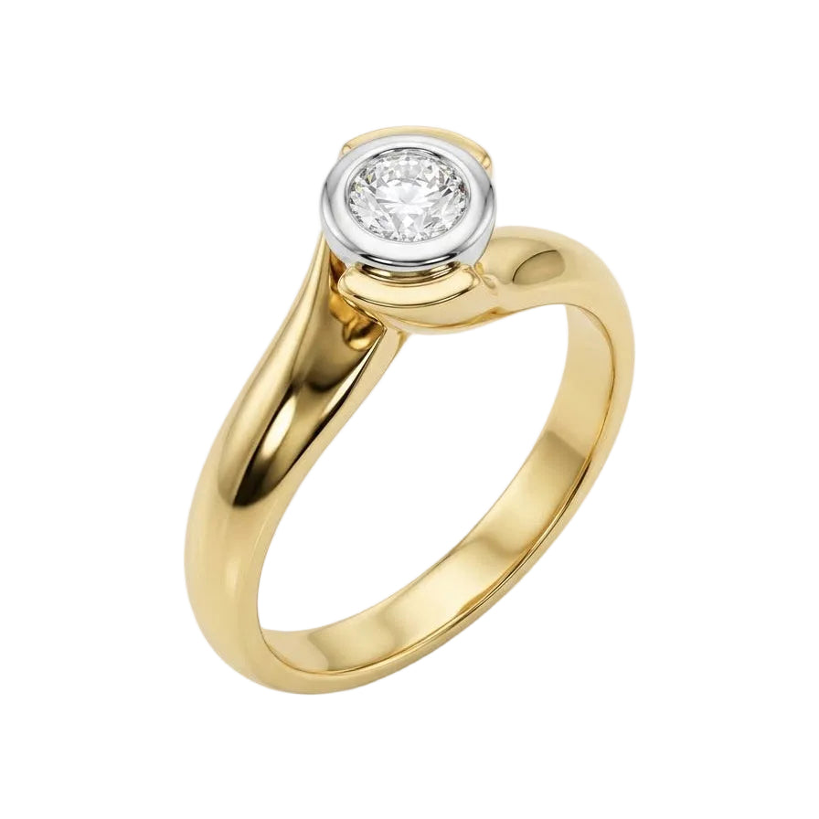 18ct Gold Two-Tone Bezel set Natural Diamond Ring