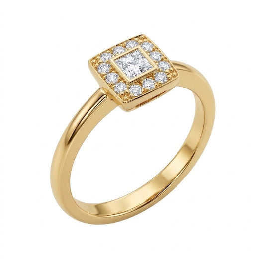 18ct Yellow Gold Natural Diamond Princess cut Ring
