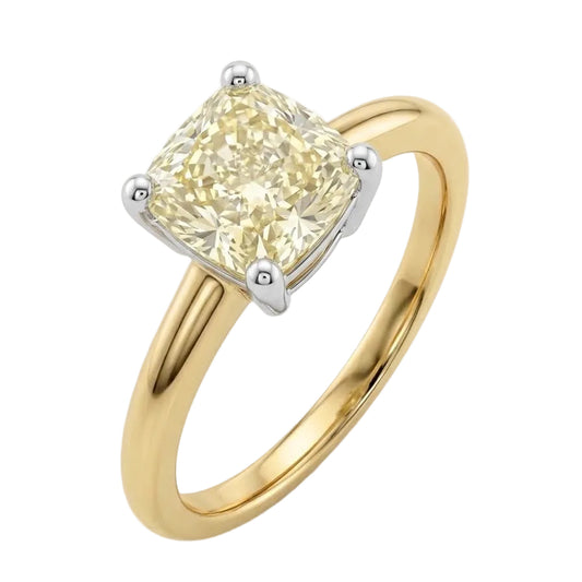 18ct Gold Two-Tone Princess cut Natural Diamond Engagement Ring