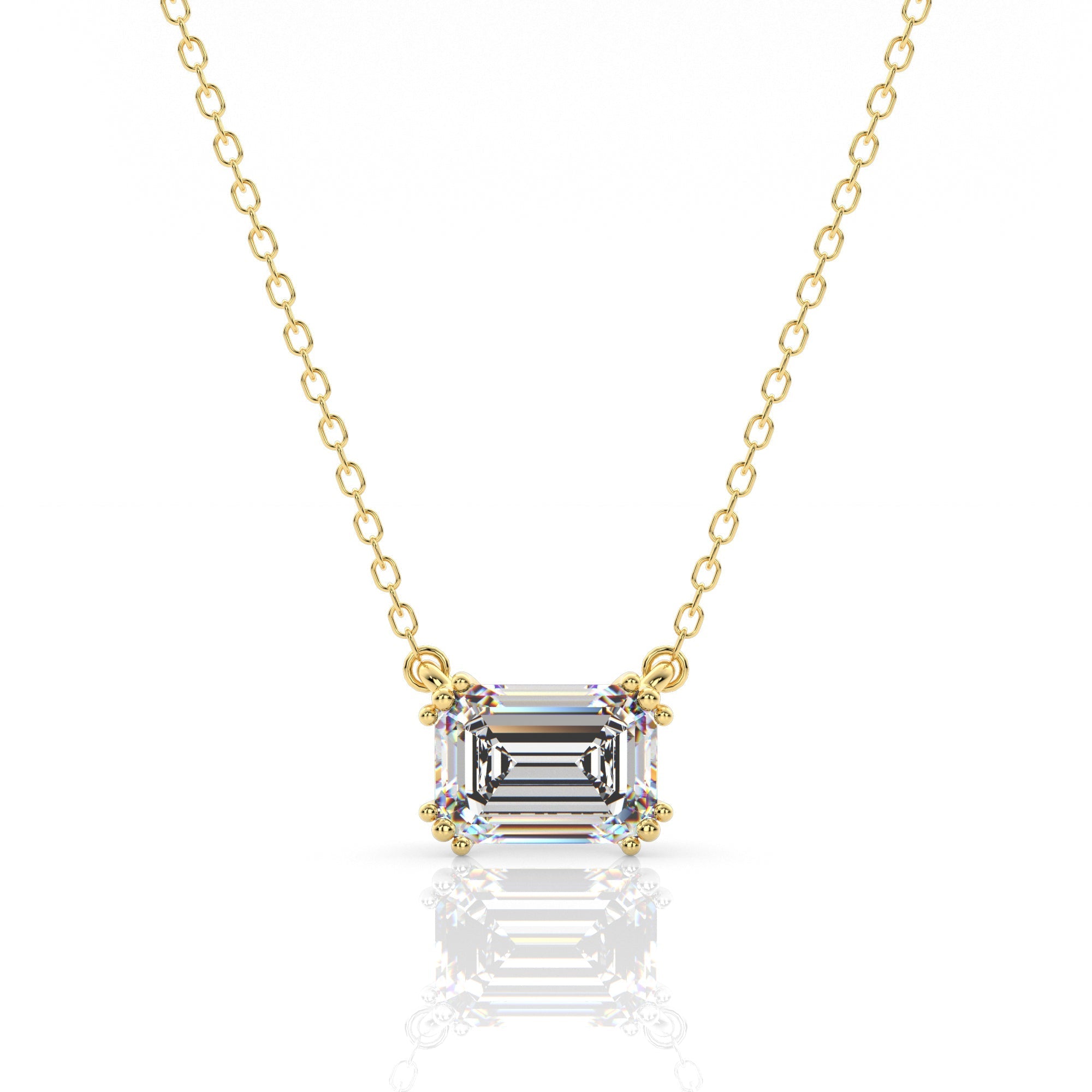 Georgini Elegant Essentials 7mm Emerald Cut Hidden Halo Pendant Gold