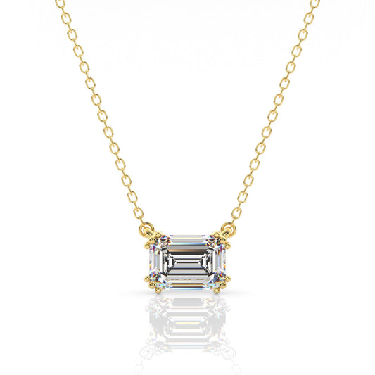 Georgini Elegant Essentials 7mm Emerald Cut Hidden Halo Pendant Gold