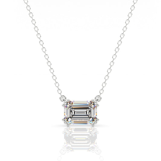 Georgini Elegant Essentials 7mm Emerald Cut Hidden Halo Pendant Silver