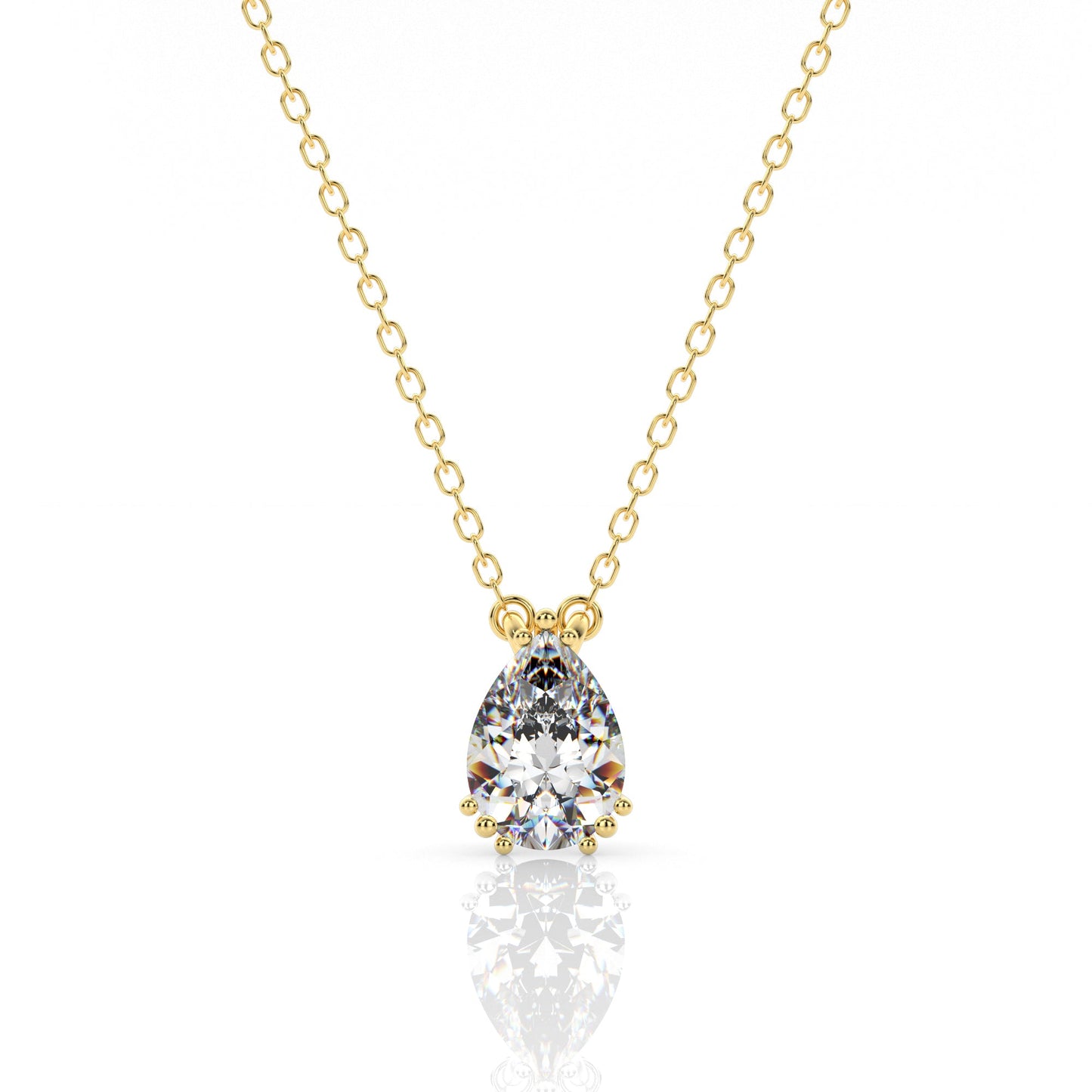 Georgini Elegant Essentials 7mm Pear Cut Hidden Halo Pendant Gold