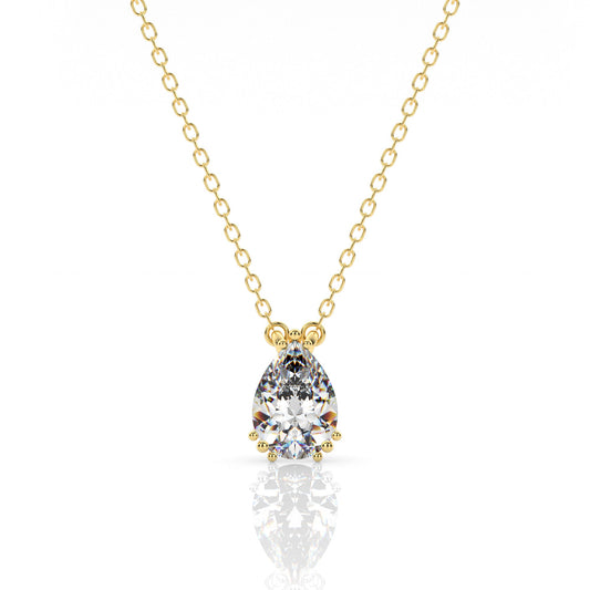 Georgini Elegant Essentials 7mm Pear Cut Hidden Halo Pendant Gold