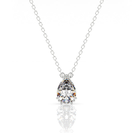 Georgini Elegant Essentials 7mm Pear Cut Hidden Halo Pendant Silver