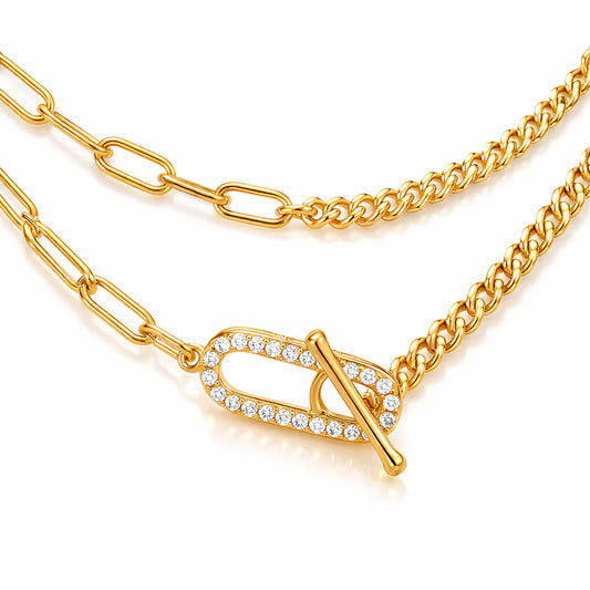 Georgini Alchemy Paperclip Curb Fob Necklace Gold
