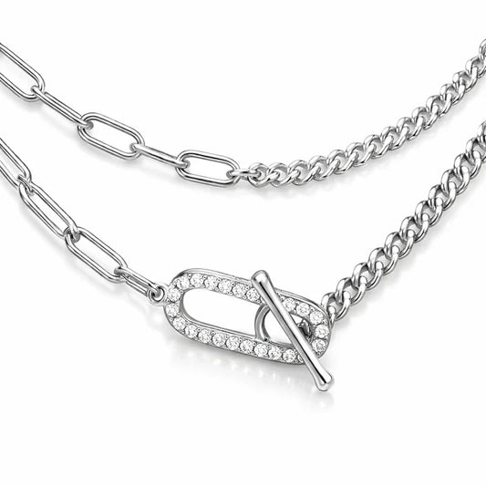 Georgini Alchemy Paperclip Curb Fob Necklace Silver