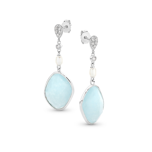 Sterling Silver Aria Pearl Drop Earrings