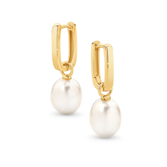 9ct Yellow Gold Blakely Pearl Drop Earrings