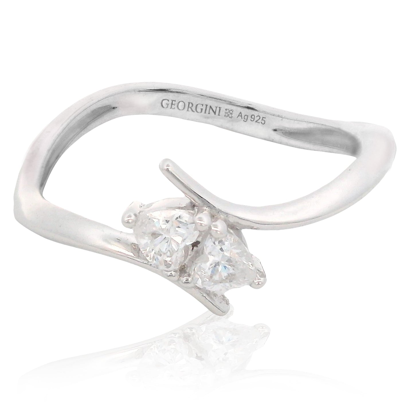 Georgini Forever Hearts Club Heart To Heart Ring Silver