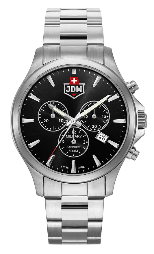 Jacques du Manoir Military Alpha Chrono Silver Watch