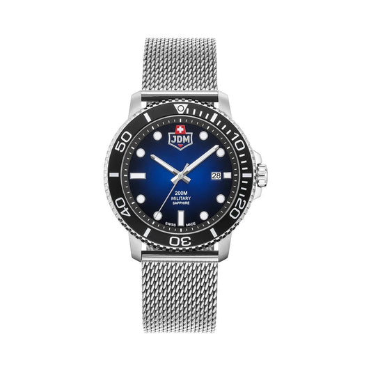 Jacques du Manoir Military Tango Blue Steel Mesh Watch