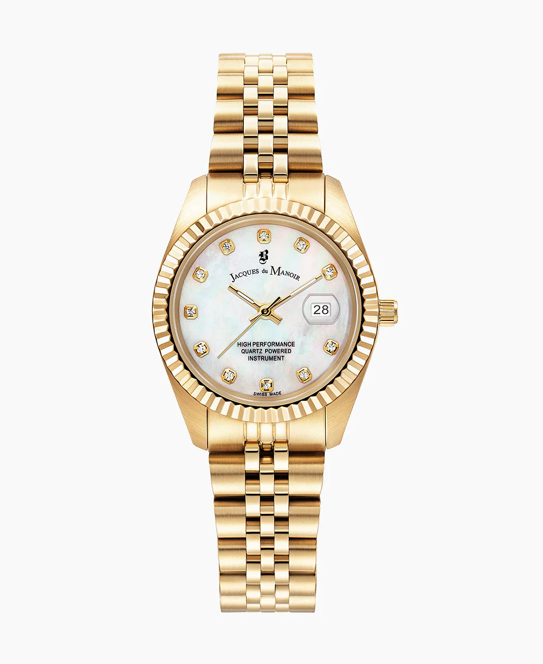 Jaques Du Manoir Inspiration Elegance 31mm Three-hands Gold-tone White dial Stainless steel swiss watch