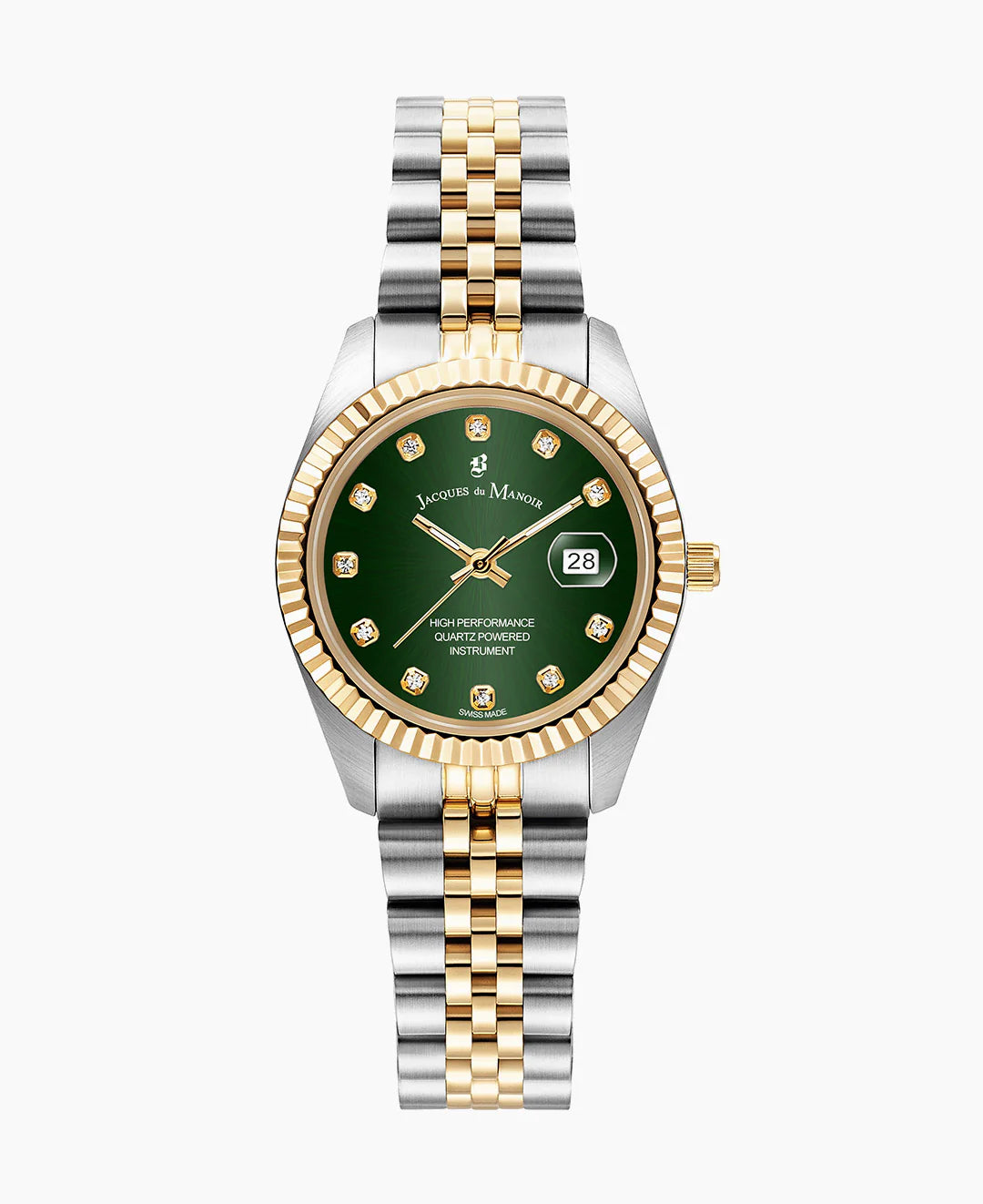 Jacques Du Manoir Inspiration Elegance 31mm Three-hands Two-tone Green Sunray dial Stainless steel swiss watch