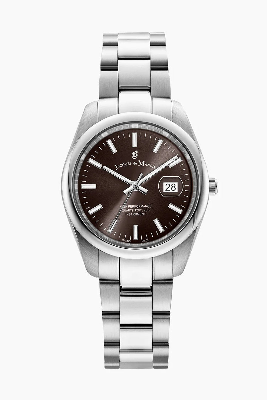 Inspiration Allure Silver-Tone Black Dial Swiss Watch - Jacques Du Manoir