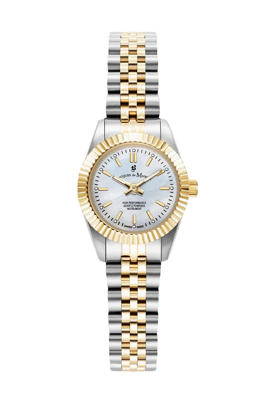 Mini Inspiration Two-Tone White Dial Swiss Watch - Jacques Du Manoir