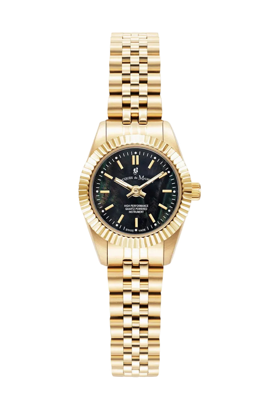 Mini Inspiration Gold-Tone Black Dial Swiss Watch - Jacques Du Manoir