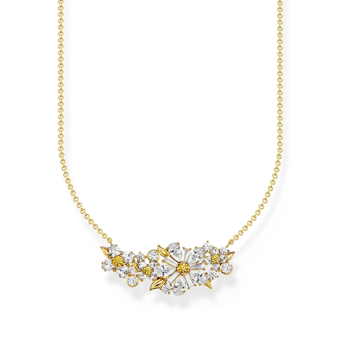 THOMAS SABO Lovely Daisy Necklace with Stones Gold