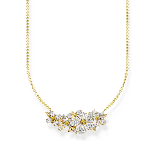 THOMAS SABO Lovely Daisy Necklace with Stones Gold