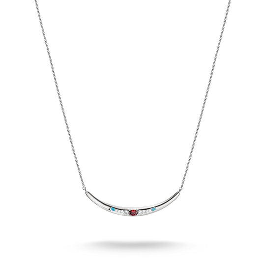 THOMAS SABO Half-Form Necklace with Red Zirconia Stone