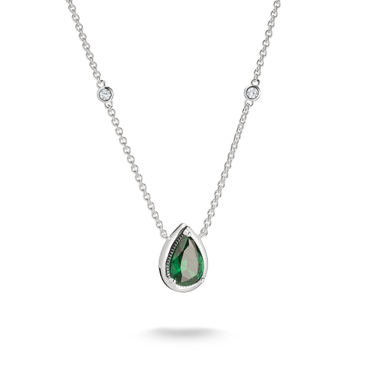 THOMAS SABO Necklace with Green Teardrop Stone Silver
