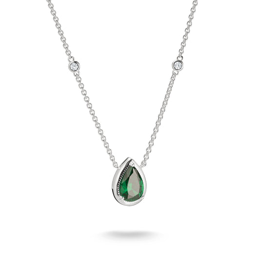THOMAS SABO Necklace with Green Teardrop Stone Silver
