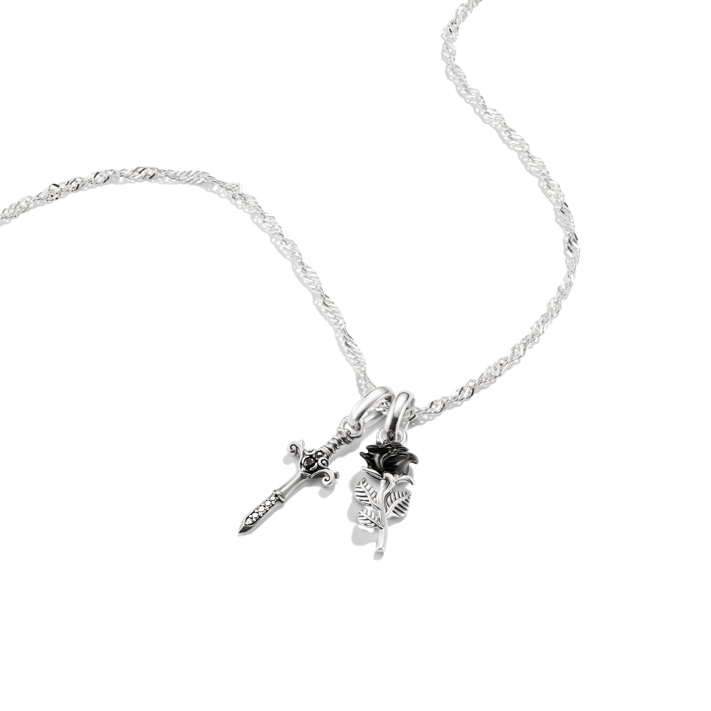 THOMAS SABO Sword and Rose Zirconia Necklace