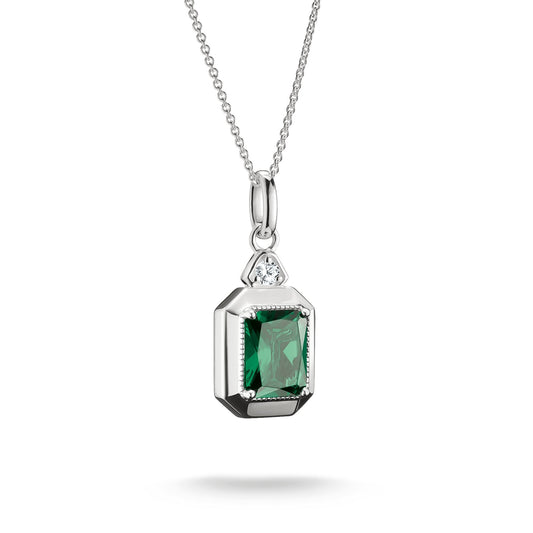 THOMAS SABO Necklace with Green Octagon Stone Pendant
