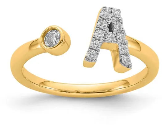 Lab Grown Diamond Initial Ring in 9ct Yellow Gold