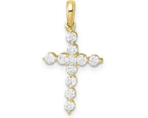 9ct Yellow Gold Lab Diamond Cross Pendant