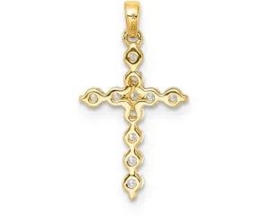 9ct Yellow Gold Lab Diamond Cross Pendant