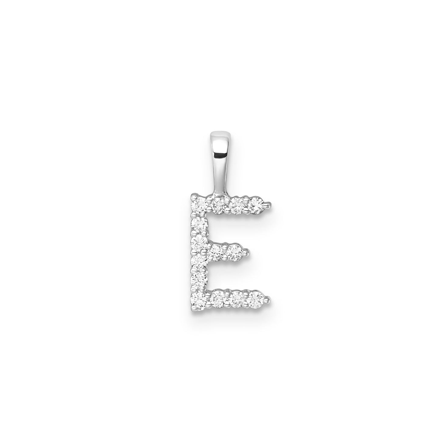 0.14ct Lab Grown Diamond Initial E Pendant in 9ct White Gold