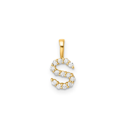 0.13ct Lab Grown Diamond Initial S Pendant in 9ct Yellow Gold