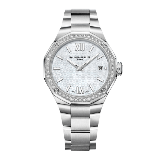 Baume & Mercier Riviera Quartz Watch, Date Display, Diamond-Set - 36mm