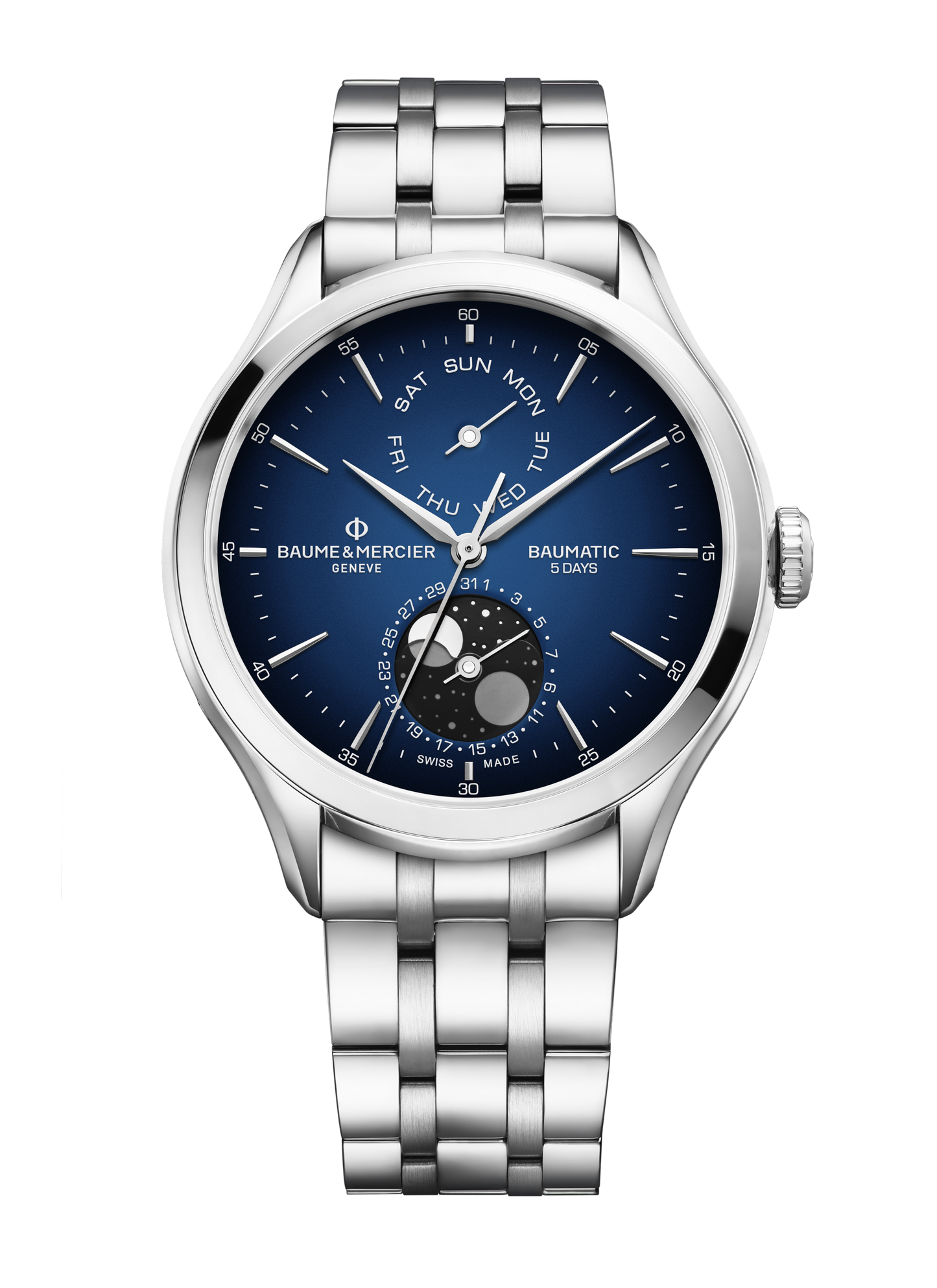 Baume & Mercier Clifton Watch Moon Phase Date Display - 42mm