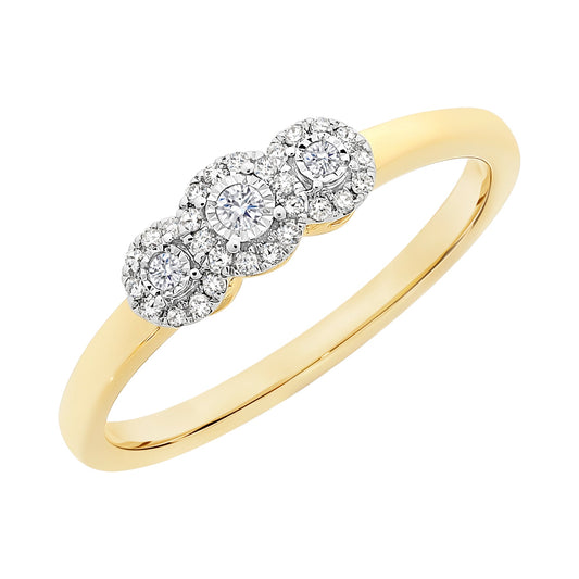 9ct White Gold Ring Set With Diamonds