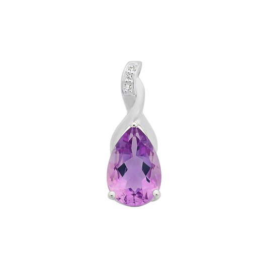 Sterling Silver Amethyst & Cubic Zirconia Pendant