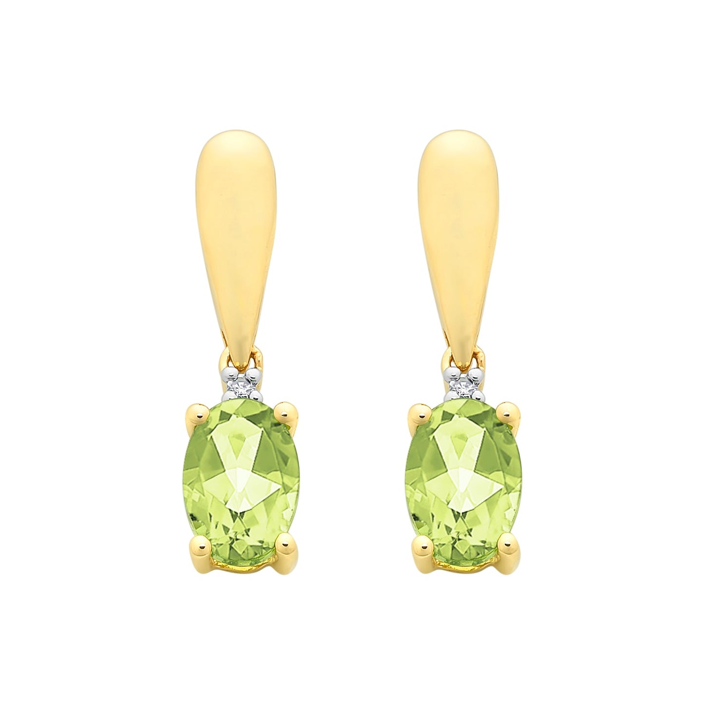 9ct Gold Peridot & Diamond Earrings