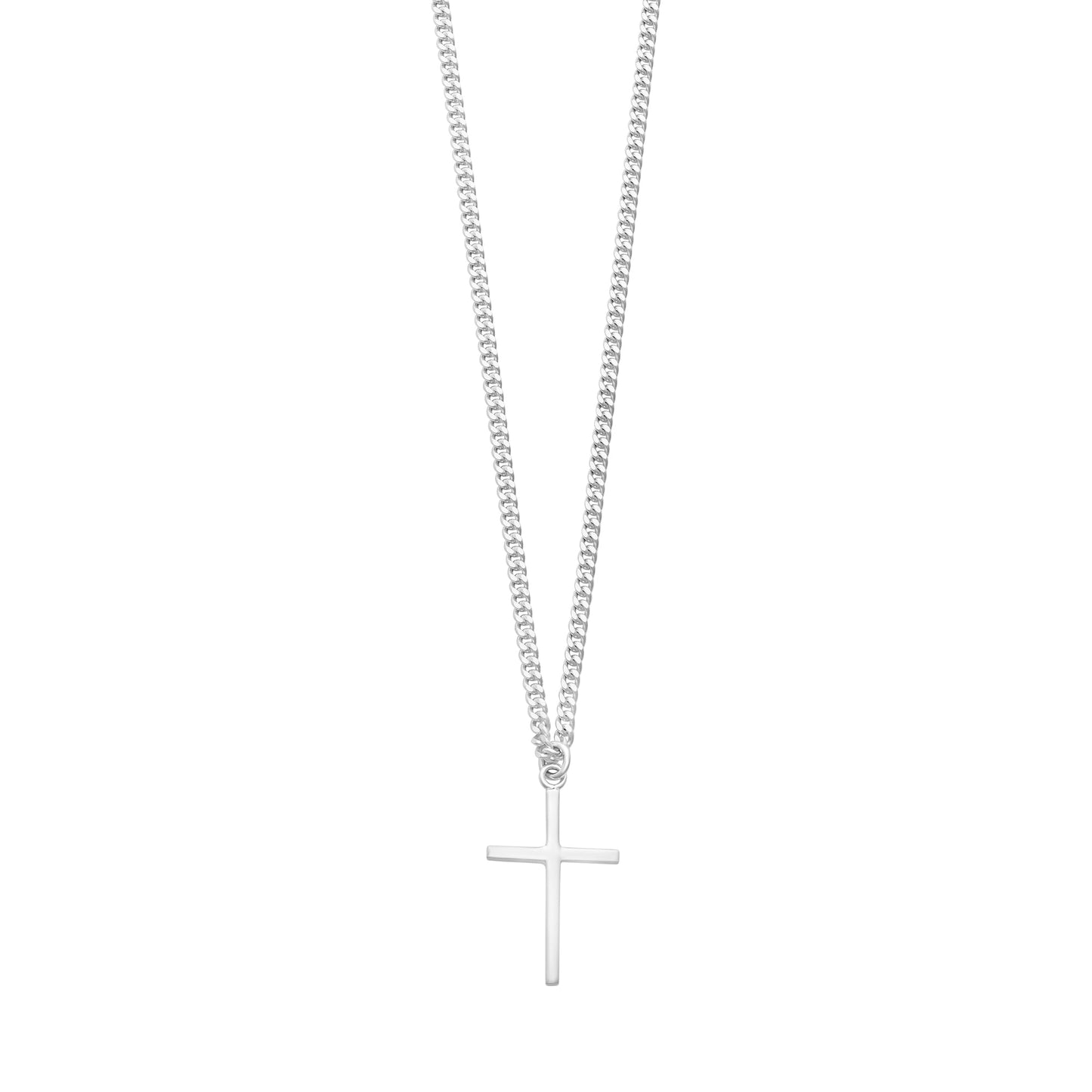 Sterling Silver Cross & Chain In 50cm