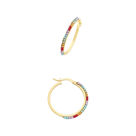 9ct Gold Silver Filled Hoop Earrings With Swarovski Crystals