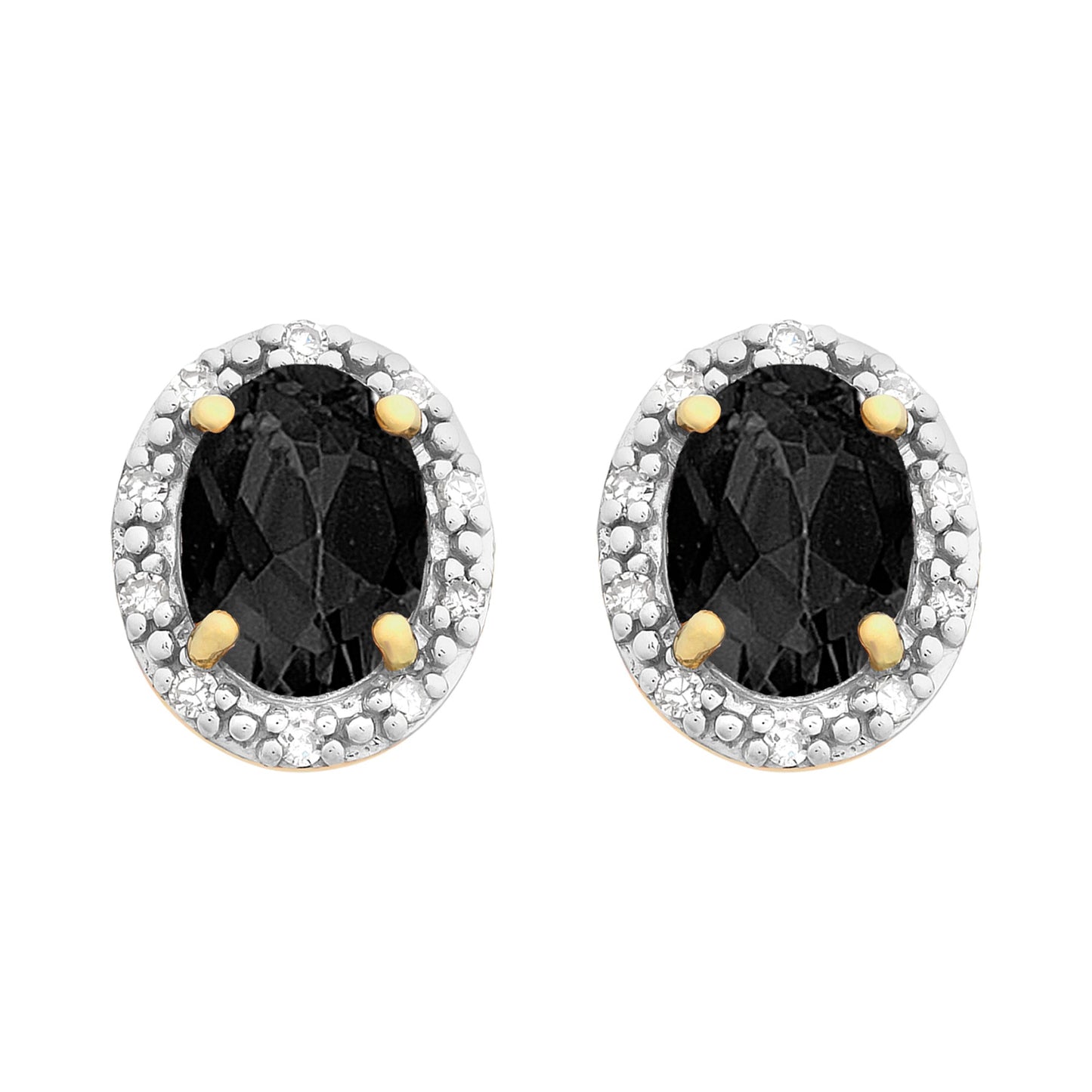 9ct Gold Natural Sapphire & Diamond Earrings